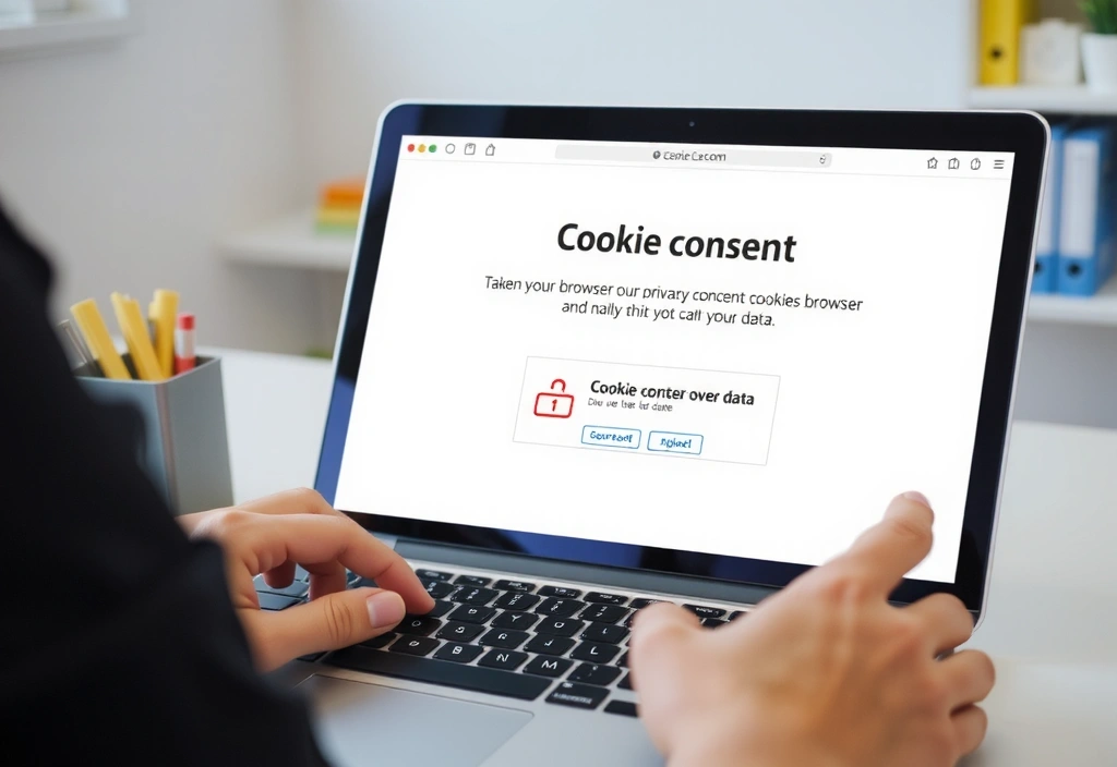 Person verwaltet Cookie-Einstellungen auf einem Laptop