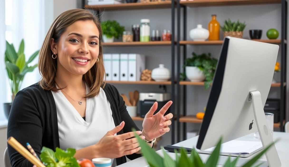 Ernährungsberaterin hält einen Online-Workshop